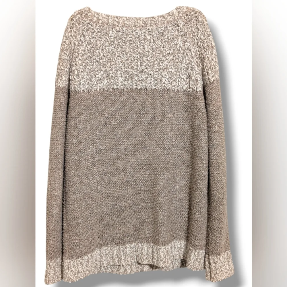 🤍 FATE Two-Tone Ivory Beige Chunky Knit Pullover Sweater - Size M Women's - Picture 2 of 7
